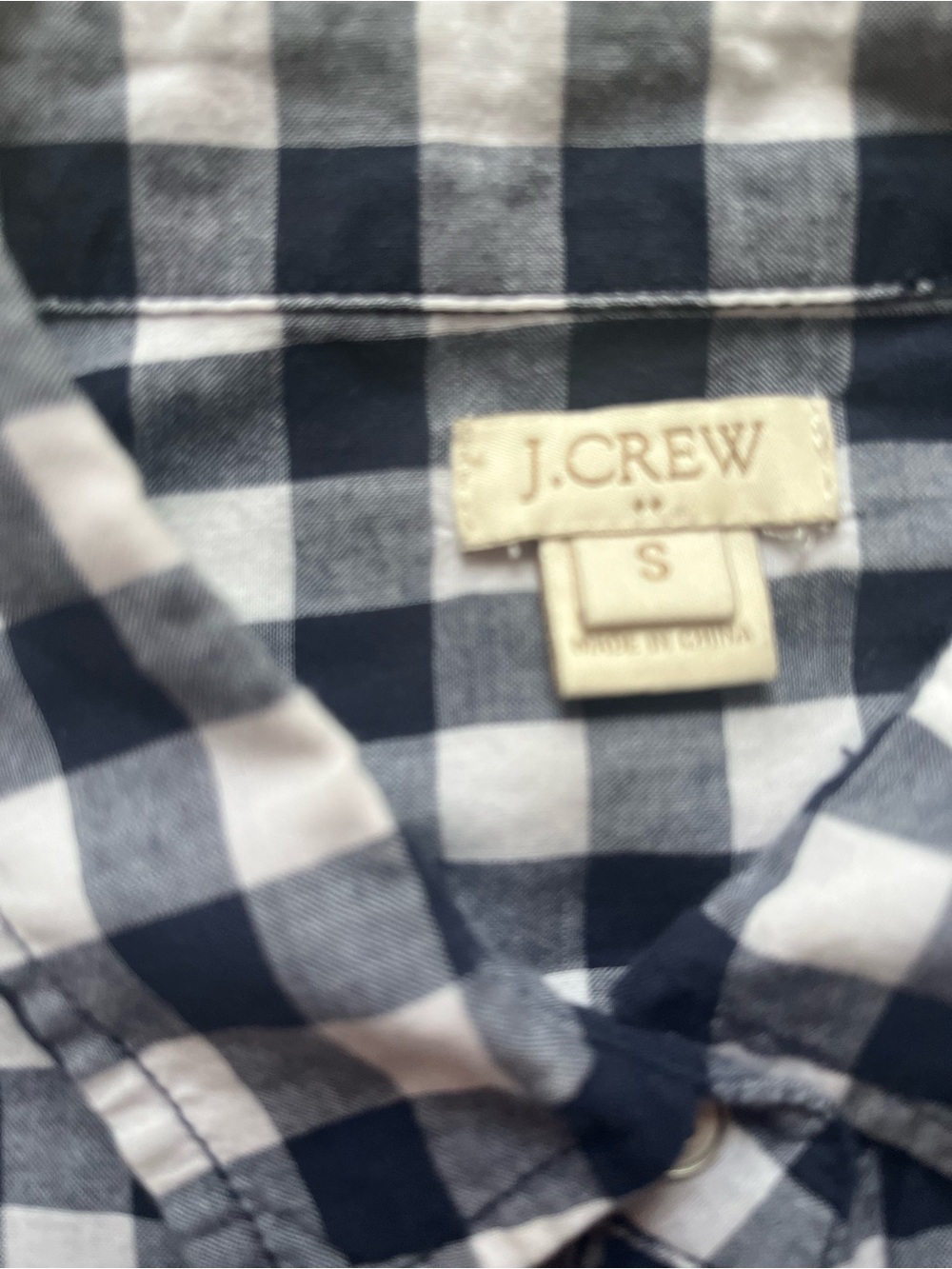 J. Crew Navy and White Gingham Button-Down Shirt - Picture 4 of 7